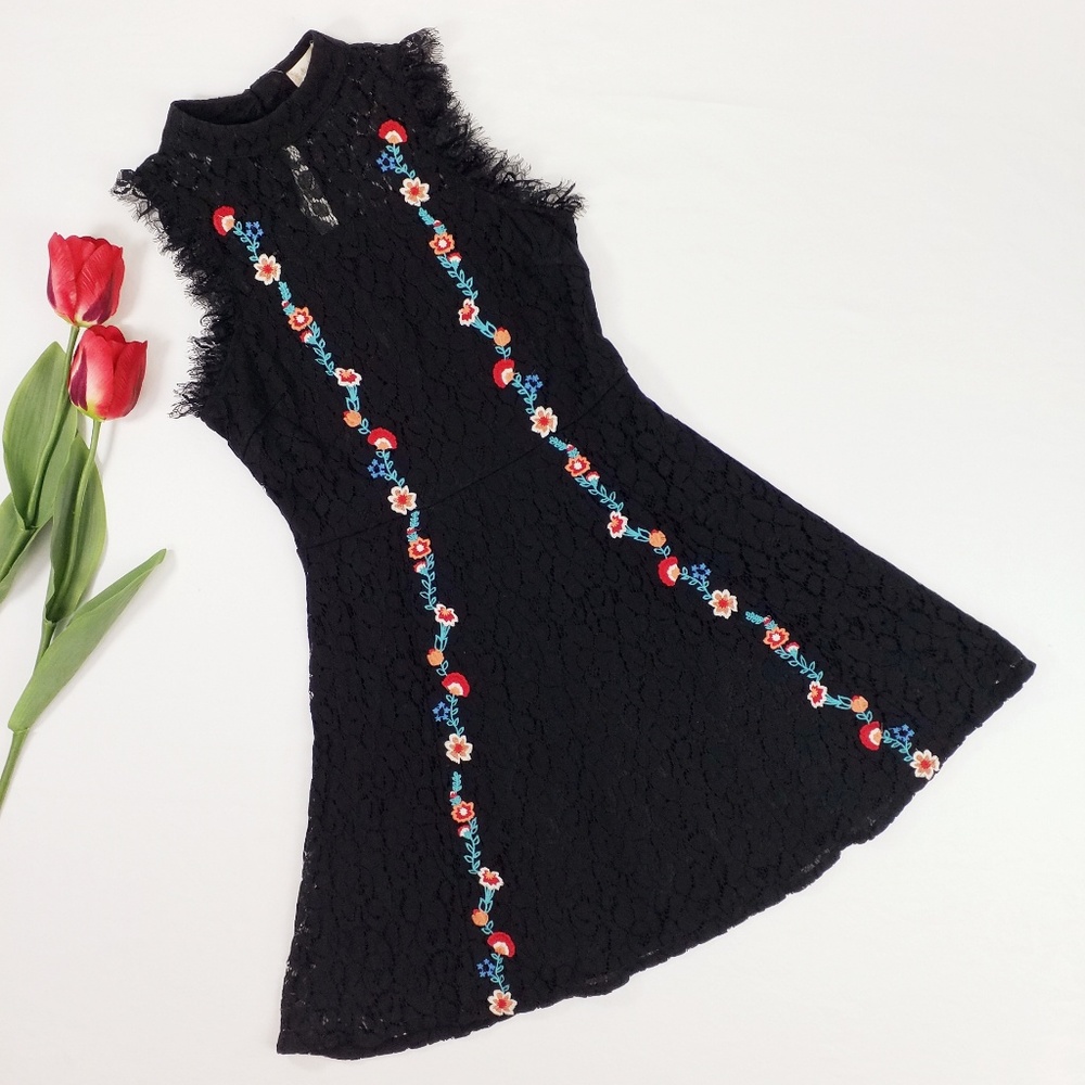 Altar'd State Black Floral Lace Dress Size Small